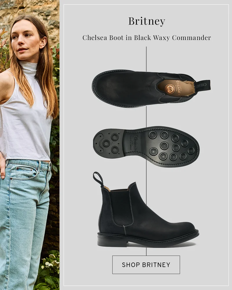 Britney R Chelsea Boot in Black Waxy Commander