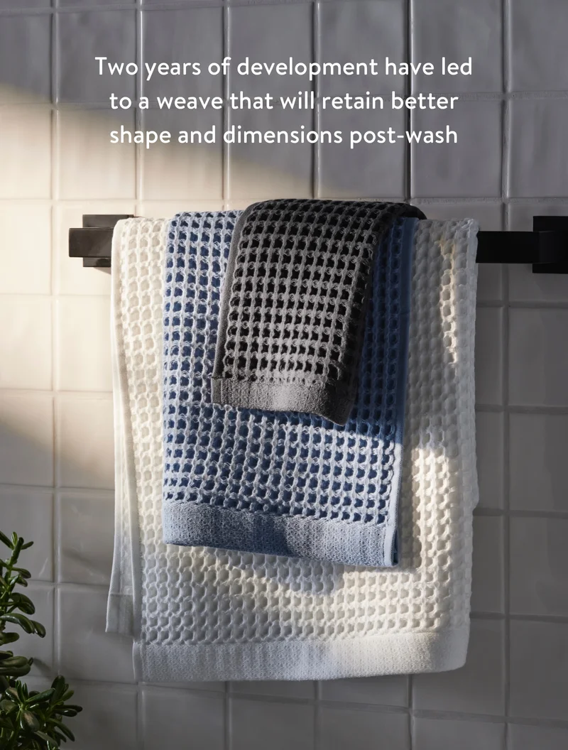 Two years of development have led to a weave that will retain better shape and dimensions post-wash