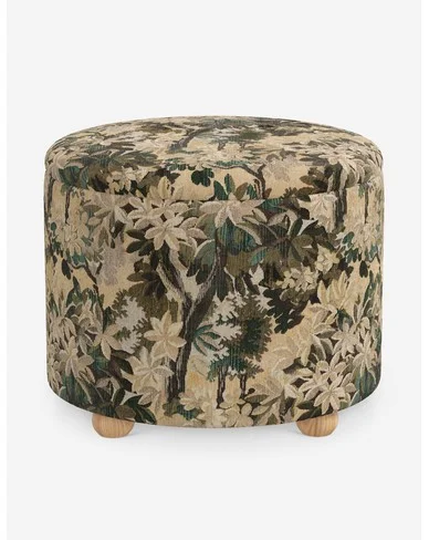 Kamila Storage Ottoman-Jade Tapestry / 24"Dia