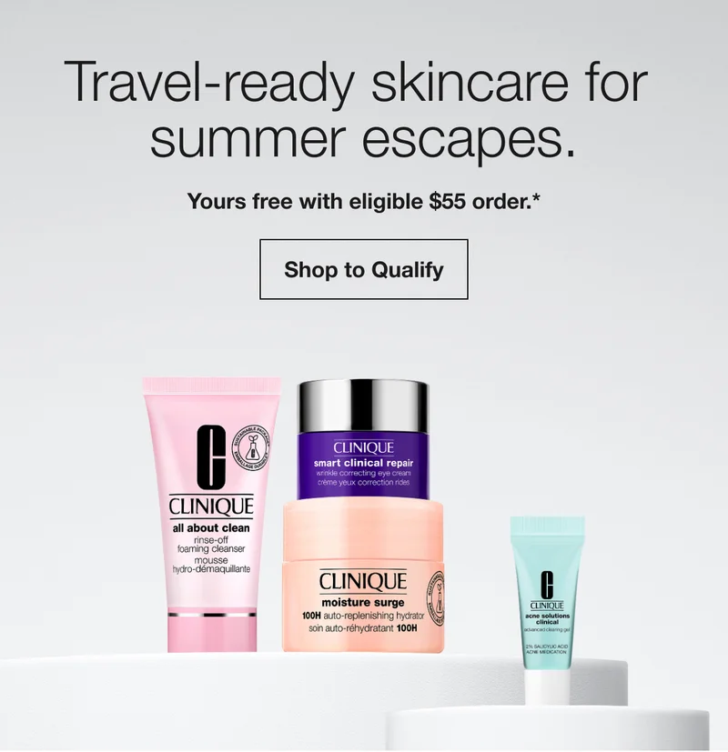 Travel-ready skincare for  summer escapes. Yours free with eligible $55 order.* | Shop to Qualify
