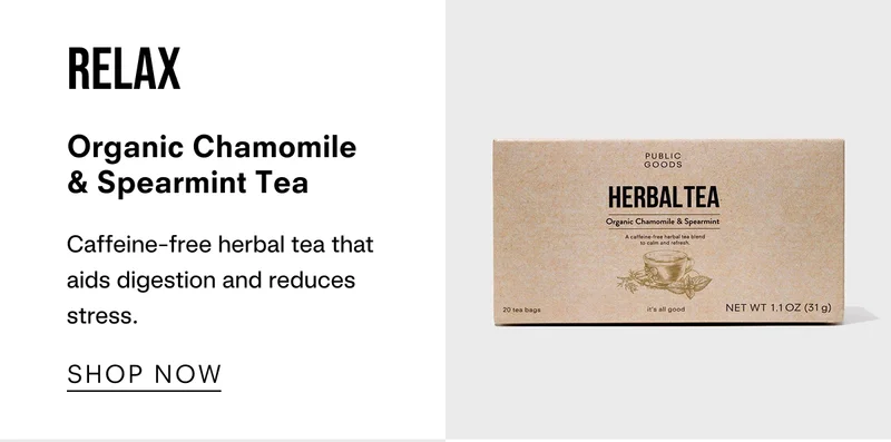 Organic Chamomile & Spearmint tea - Caffeine free herbal tea that aids digestion and reduces stress