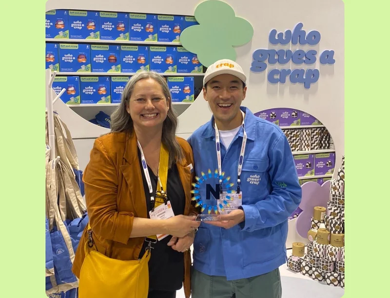 Image: Who Gives A Crap accepting the award for Natural Products Expo West Nexty Awards 2024