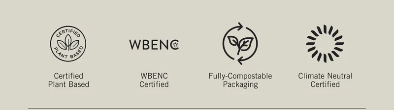 Certified Plant Based. WBE NC Certified. Fully-Compostable Packaging. Climate Neutral Certified.