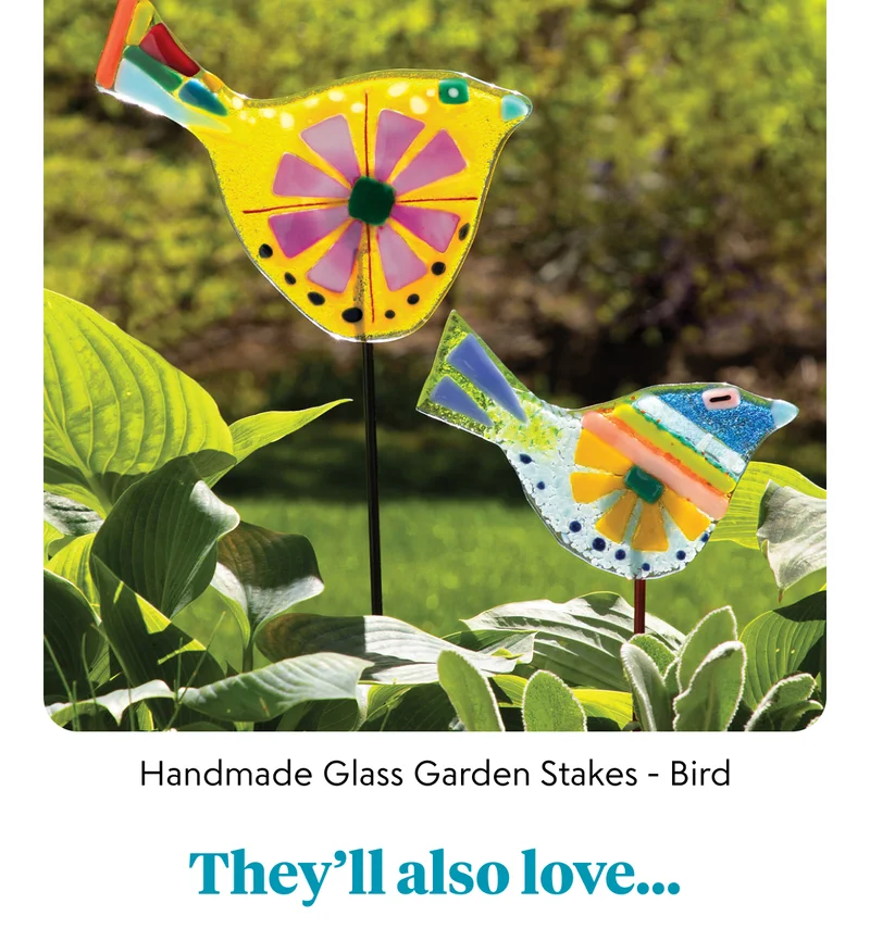 Handmade Glass Garden Stakes - Bird