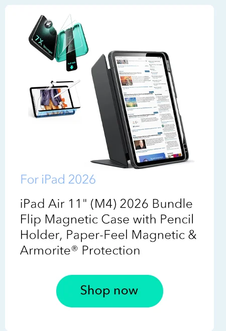 iPad Air 11" (M4) 2026 Bundle Flip Magnetic Case with Pencil Holder, Paper-Feel Magnetic & Armorite® Protection