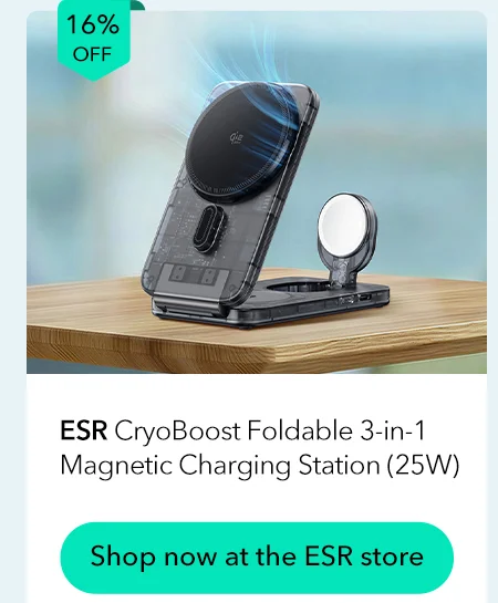 "ESR CryoBoost Foldable 3-in-1 Magnetic Charging Station (25W) "
