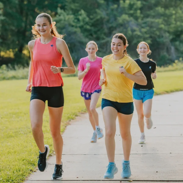 Group of girls running together