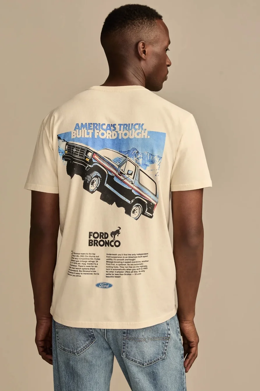 Image of Lucky Brand Ford Bronco Tee - Men's Clothing Tops Shirts Tee Graphic T Shirts in Bone White