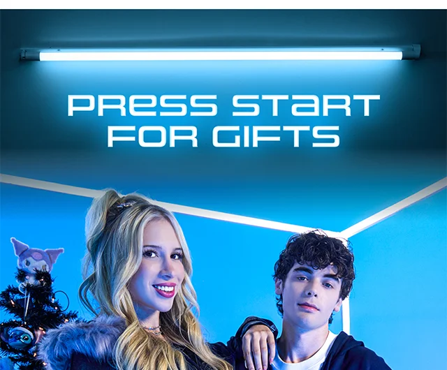 Press Start For Gifts. Featuring Lanaslifeee and Duncanyounot. Shop Holiday