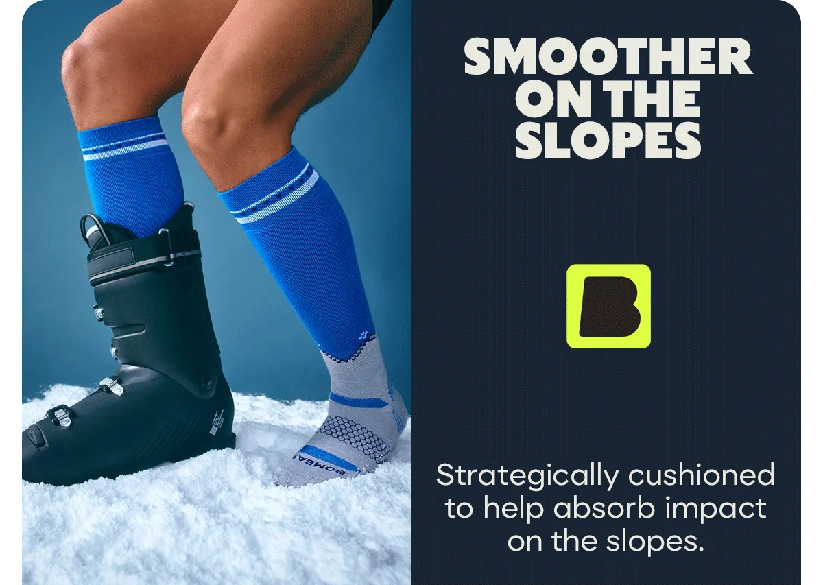 SMOOTHER ON THE SLOPES | SKI & SNOW | Strategically cushioned to help absorb impact on the slopes.
