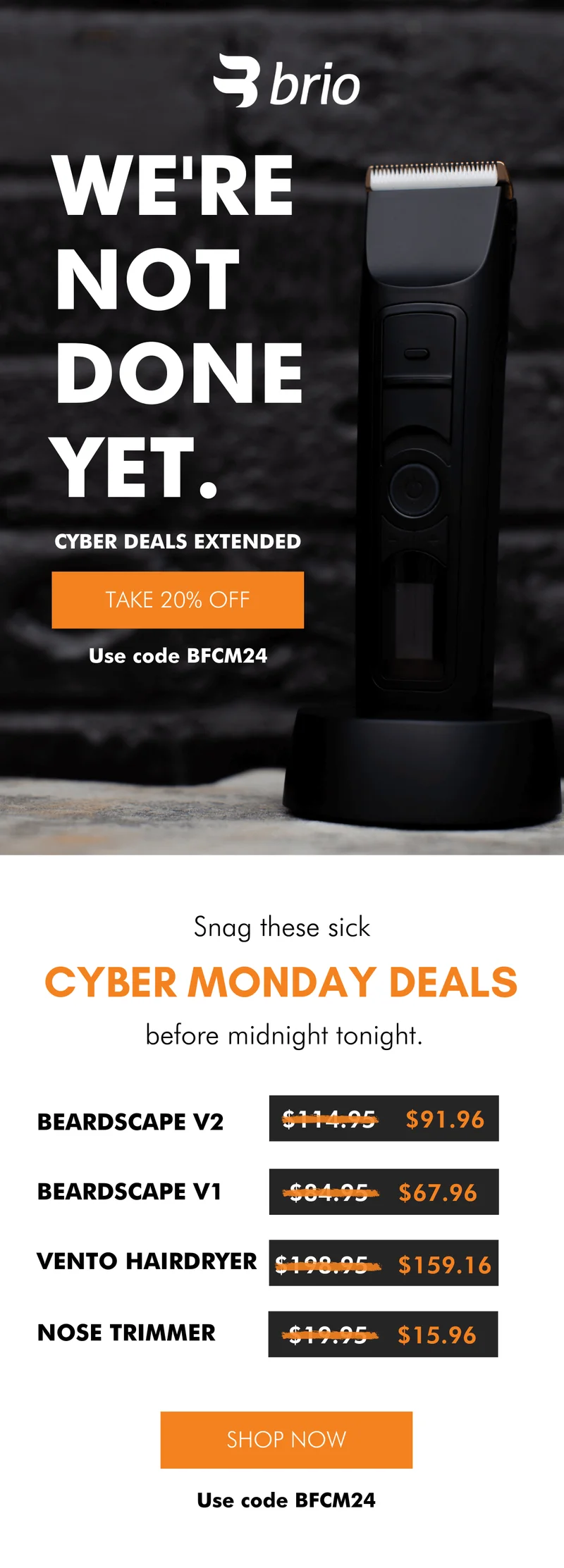 Take 20% off for Cyber Monday with code BFCM24