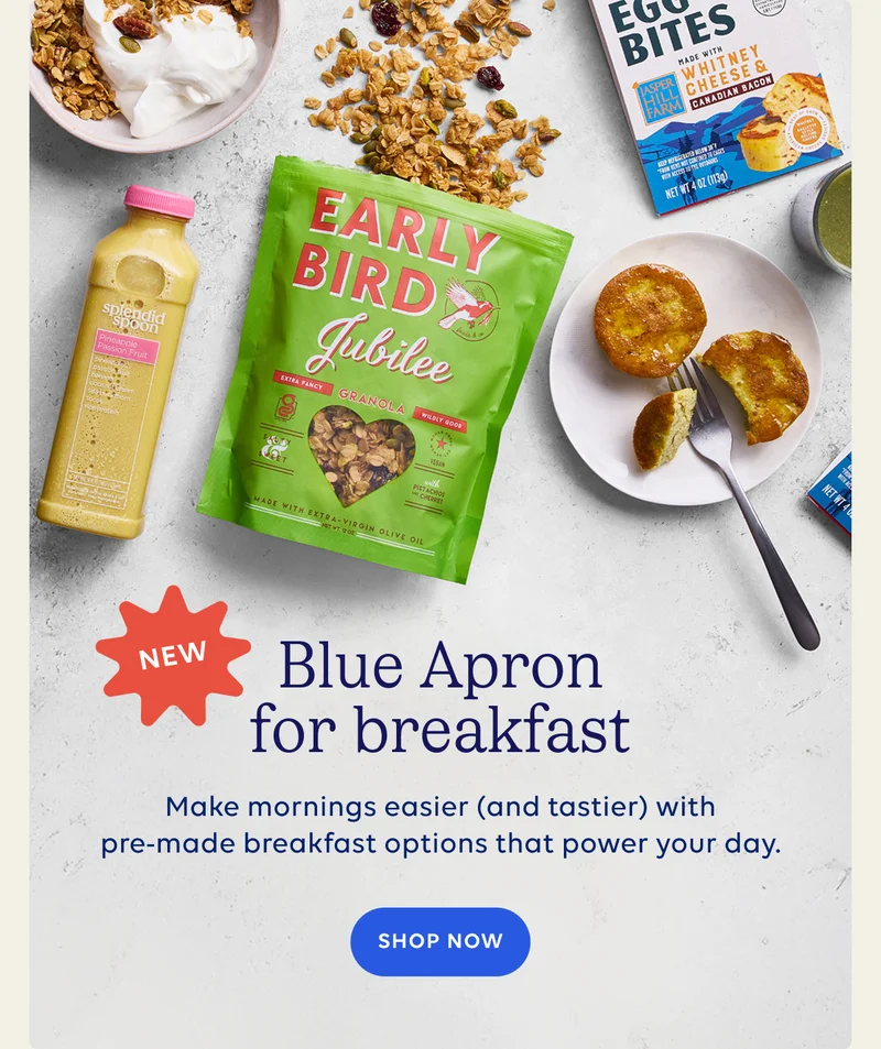 Blue Apron for breakfast - Make mornings easier and tastier with pre-made breakfast options that power your day. SHOP NOW