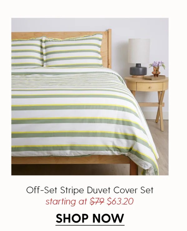 Off-Set Stripe Brushed Cotton Duvet Cover Set