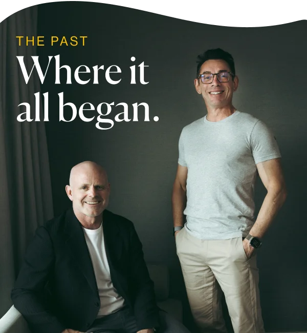 KURK co-founders Trent Scanlen and Dr Harry Weisinger at the KURK Australia anniversary lunch, The Calyx, Sydney.