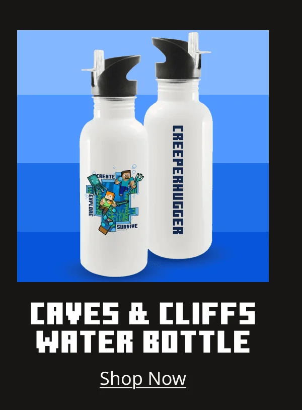 Minecraft Caves & Cliffs Create, Explore, Survive 20 oz Screw Top Personalized Water Bottle with Straw