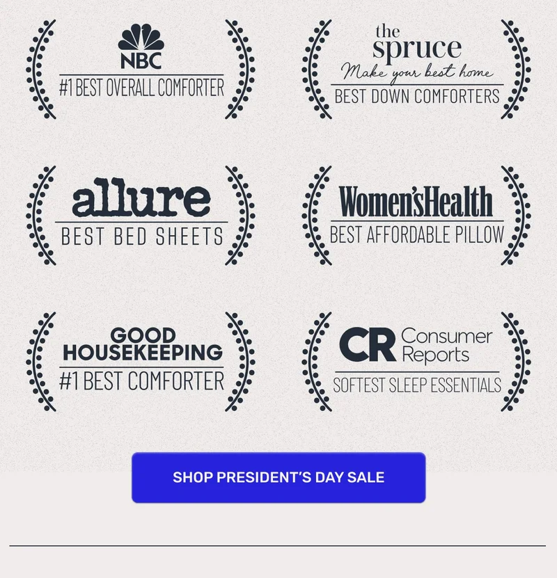 Best Comforter and sleep essentials by NBC, The Spruce, Allure, Women's Health, Good Housekeeping, and Consumer Reports