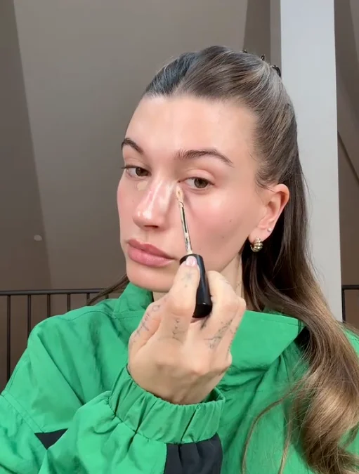 Hailey Bieber wearing Skin Mimetic Concealer