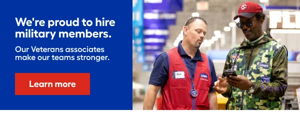 We're proud to hire military members.