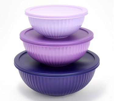 GeniCook 3-Pc Glass Multi-Color Serve & Store Bowls w/ Lids