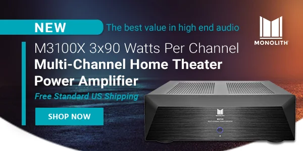 Monolith M3100X 3x90 Watts Per Channel Multi-Channel Home Theater Power Amplifier The best value in high end audio Free Standard US Shipping Shop Now
