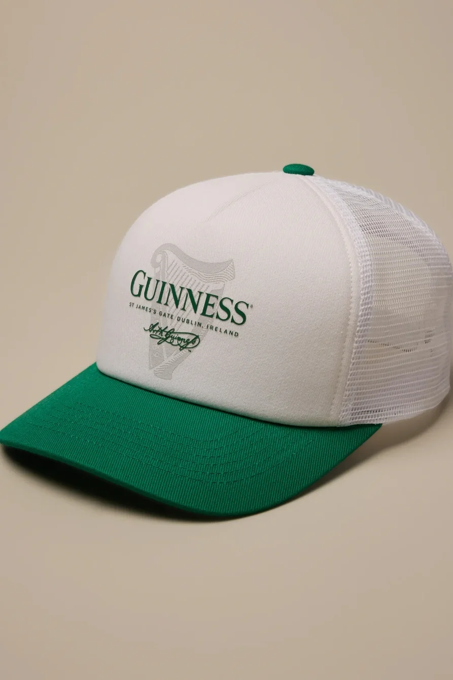 Image of Lucky Brand Guiness Trucker Hat - Men's Clothing Outerwear Jean Denim Jackets