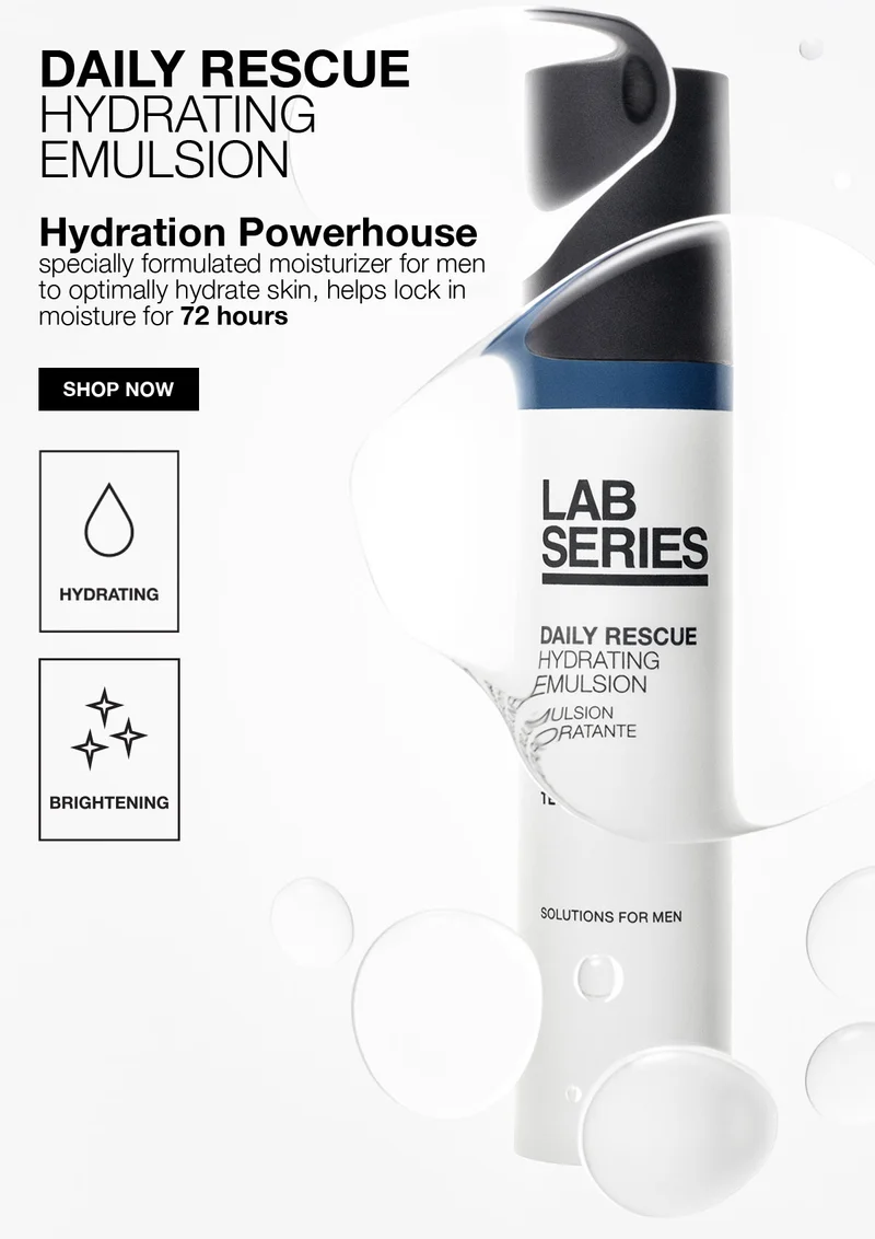 DAILY RESCUE HYDRATING EMULSION | Hydration Powerhouse specially formulated moisturizer for men to optimally hydrate skin, helps lock in moisture for 72 hours | SHOP NOW | HYDRATING | BRIGHTENING