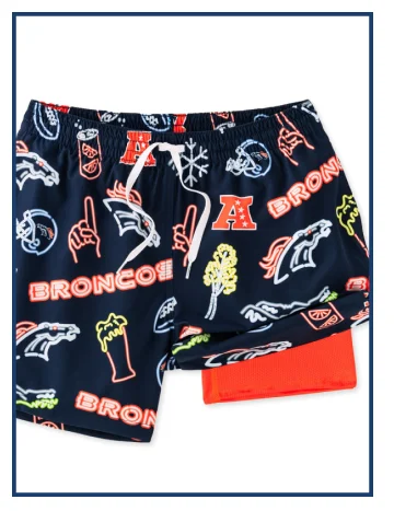 NFL Lined Classic Swim Trunk: The Neon Broncos 5.5"