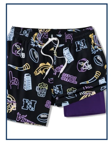 NFL Lined Classic Swim Trunk: The Neon Vikings 5.5"