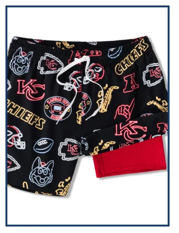 NFL Lined Classic Swim Trunk: The Neon Chiefs 5.5"