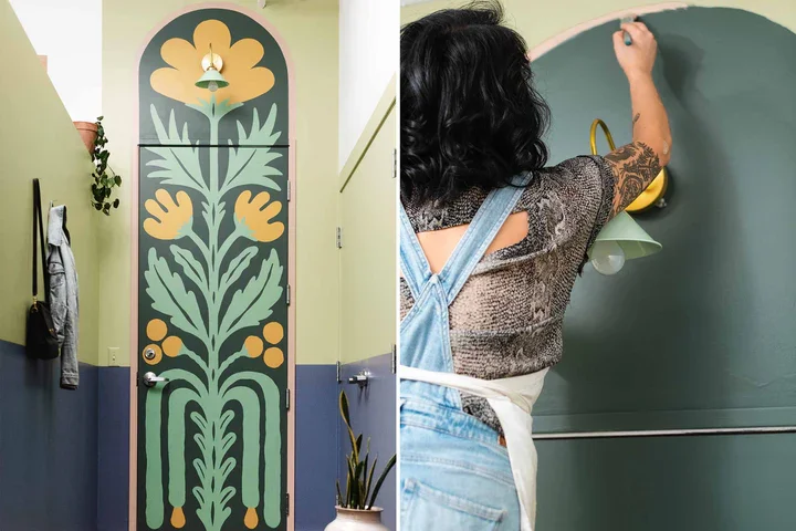 DIY entryway mural blog with Lauren Hom. Read more on the Clare blog.
