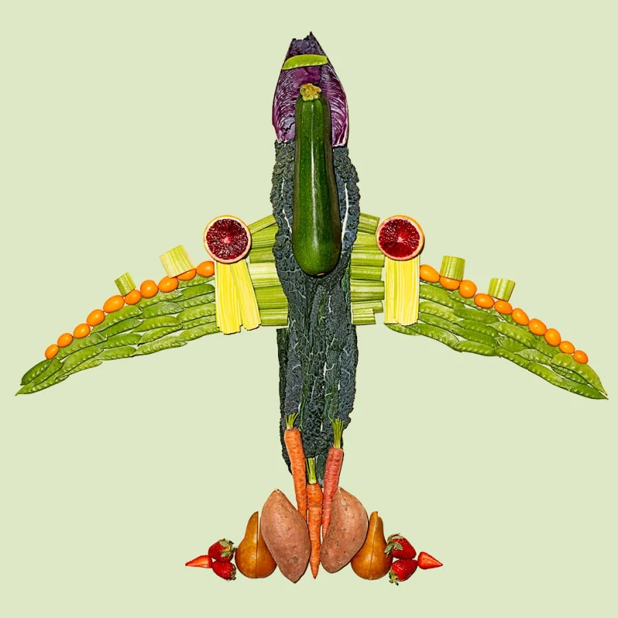 Produce in the shape of an airplane