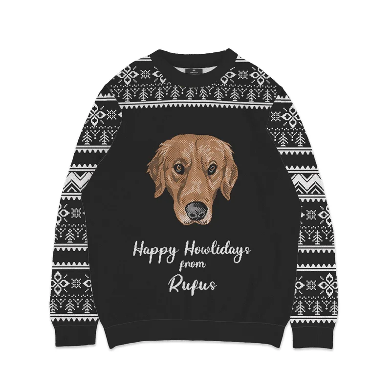 Image of Fair Isle Pattern Dog Face Sweater - Custom Christmas Knitwear