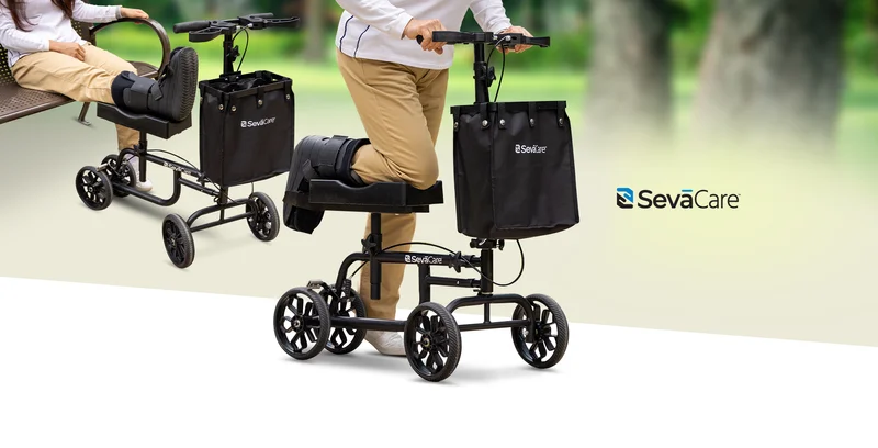SevaCare by Monoprice Folding Knee Roller with Basket, Adjustable Seat and Handlebars, 350 Lbs Max Load