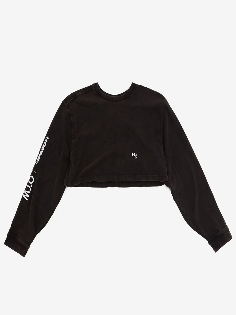 Image of Vans x Hommegirls OTW Hommegirls Long Sleeve Crop T-Shirt - Washed Black