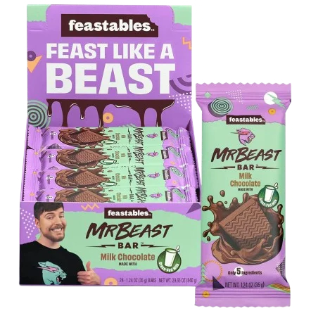 Image of Mr Beast Feastables Milk Chocolate Candy Bar (24 Pack)