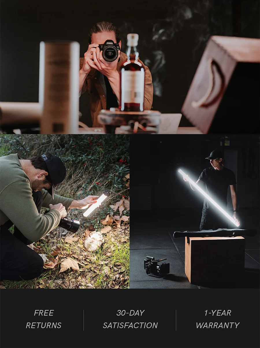Creators using Tube Lights in studio and outdoor settings.