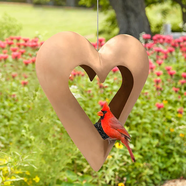 Copper Heart Bird Feeder