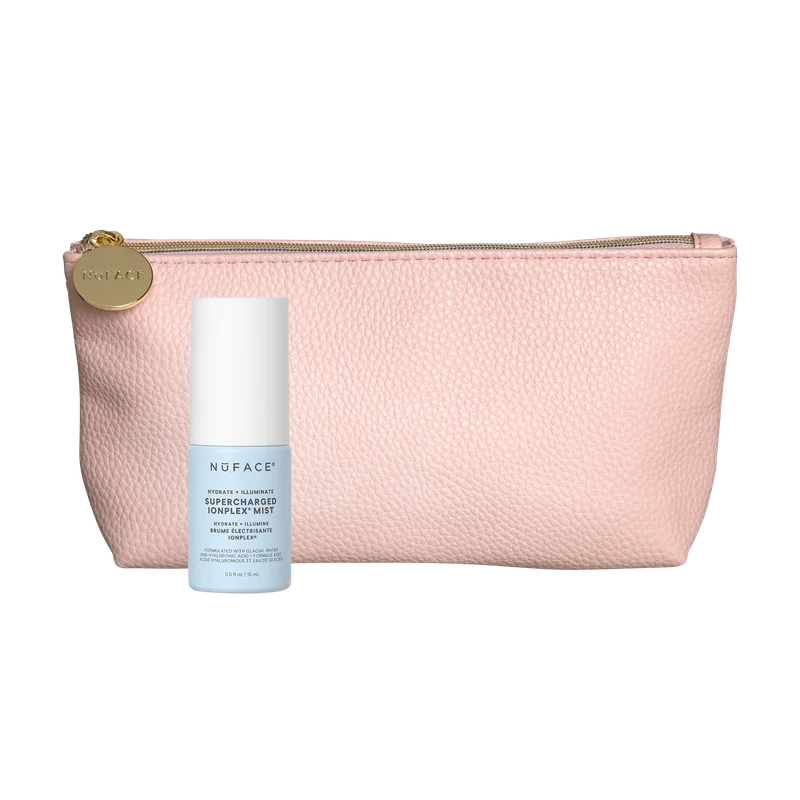 NuFACE microcurrent activators and clean sweep brush against white background.