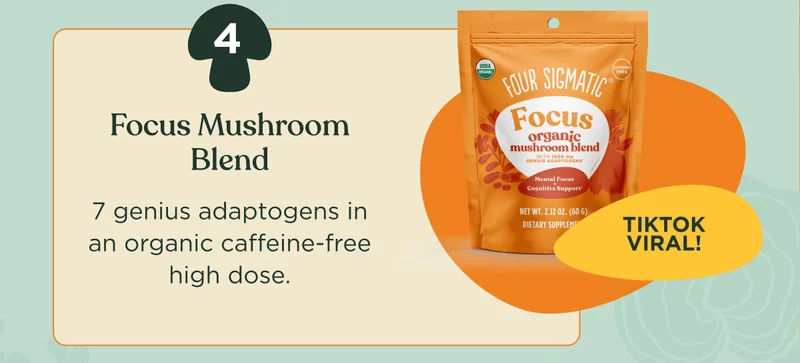 TikTok viral! | Focus Mushroom Blend | 7 genius adaptogens in an organic caffeine-free high dose.
