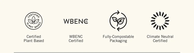 Certified Plant Based. WBE NC Certified. Fully-Compostable Packaging. Climate Neutral Certified.