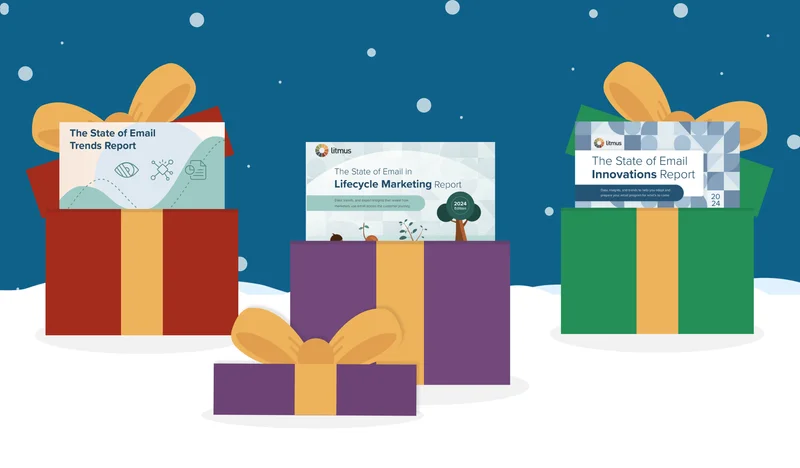 A bunch of presents 
with Litmus reports coming out of them.