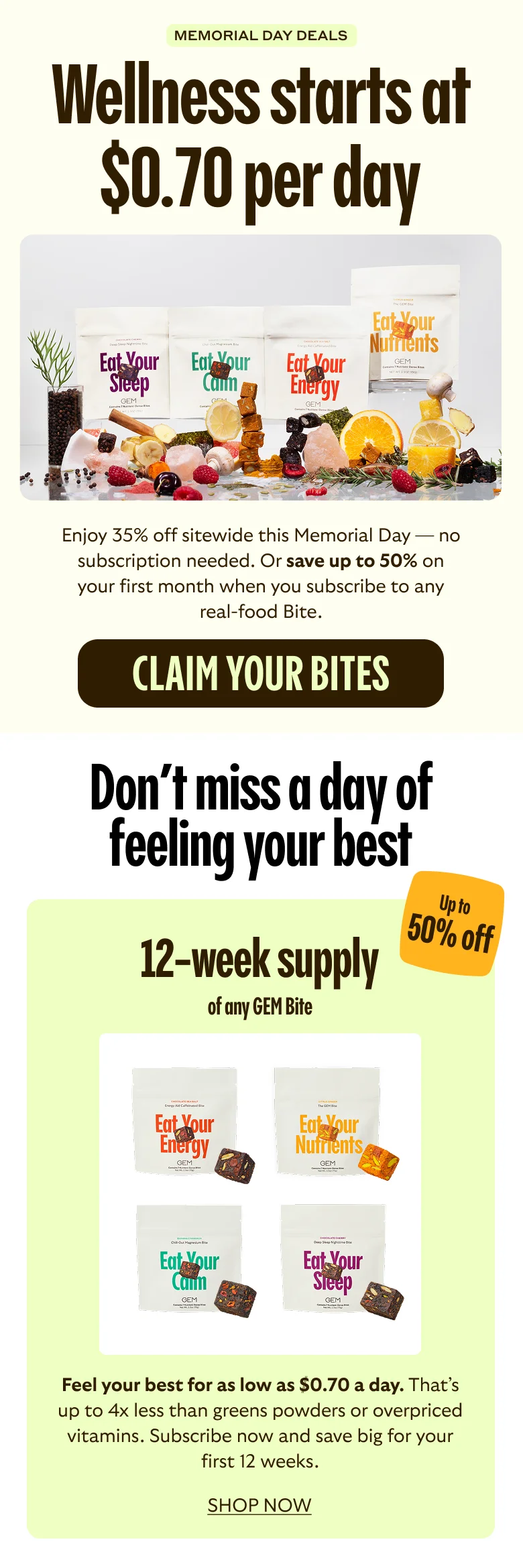 Up to 50% off real-food Bites