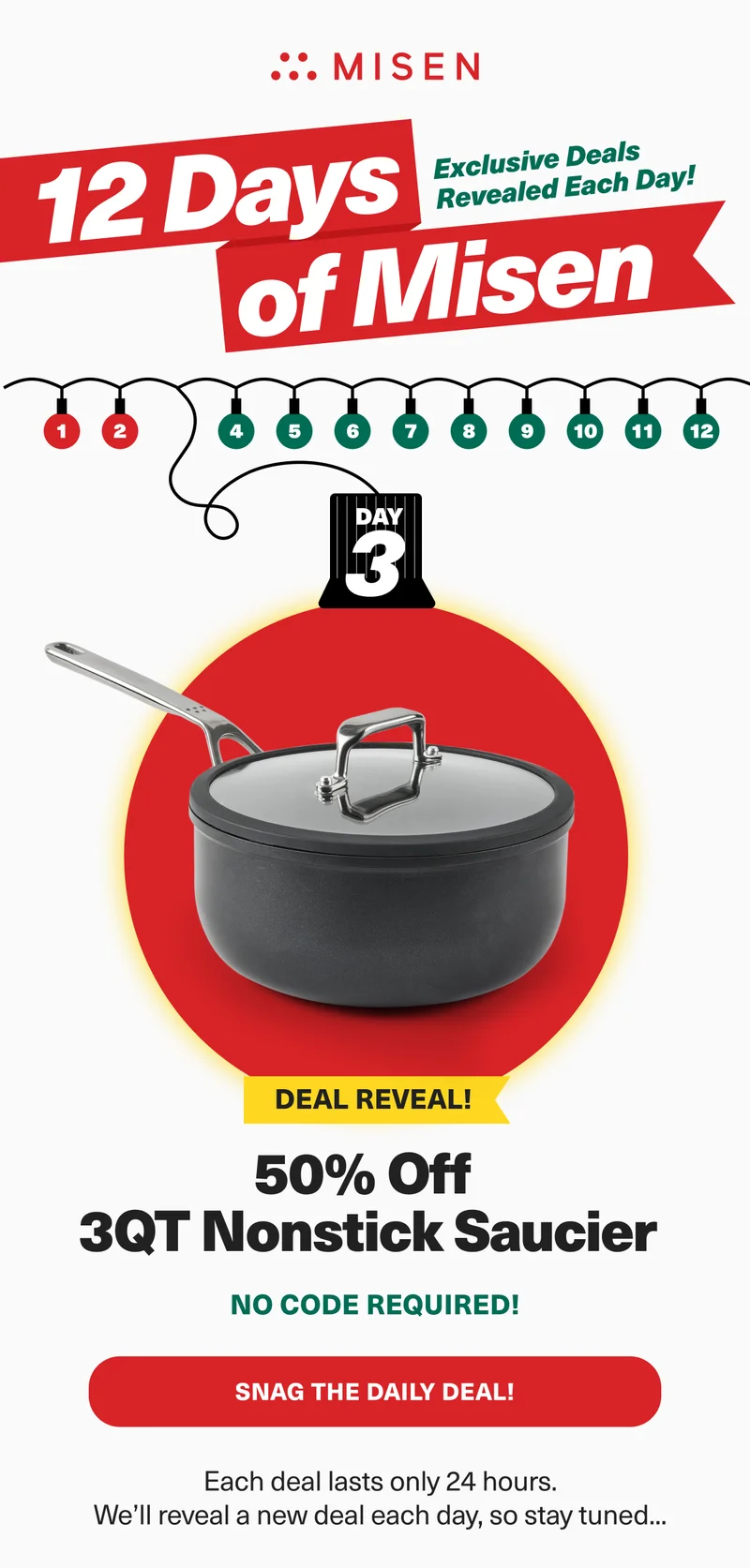 Deal reveal! Get 50% of the 3QT Nonstick Saute Pan. Today only. No code required!