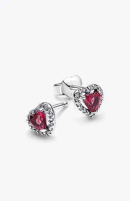 Elevated Red Heart Stud Earrings