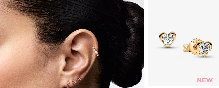Pandora Talisman 14k Gold Lab-grown Diamond Heart Earrings