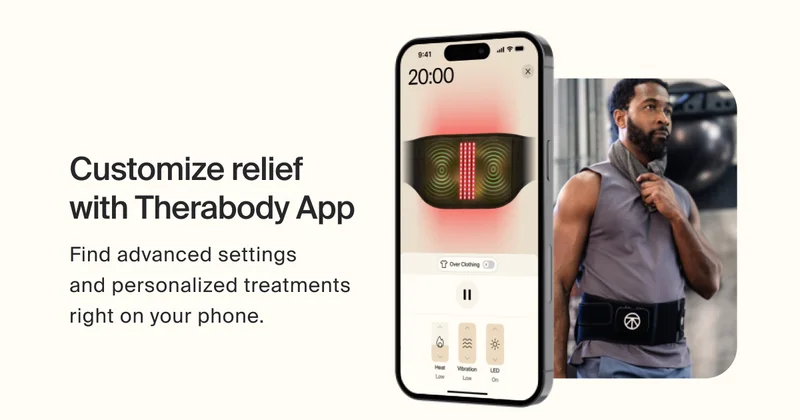 Customize relief with Therabody App -Find advanced settings  and personalized treatments right on your phone.