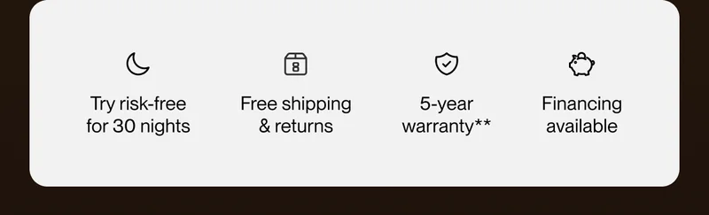 Try risk-free for 30 nights | Free shipping & returns | 5-year warranty