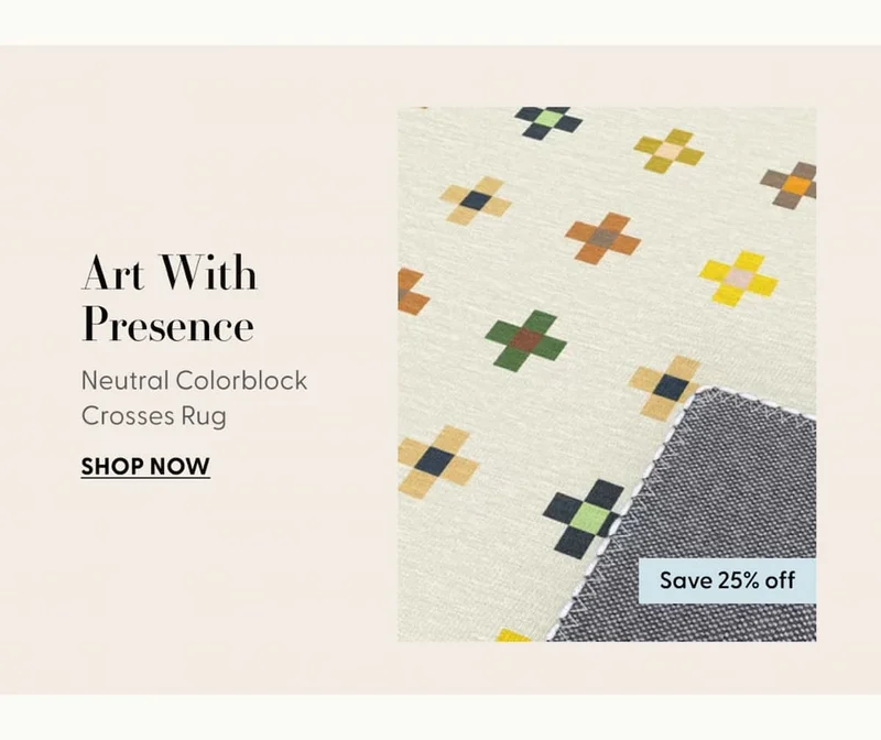 Neutral Colorblock Crosses Rug