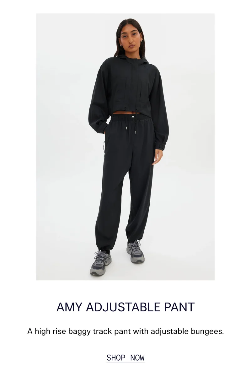 Amy Adjustable Pant  |  A high rise baggy track pant with adjustable bungees.   |   SHOP NOW