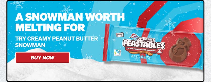 A SNOWMAN WORTH MELTING FOR. Try creamy peanut butter snowman! Buy now!